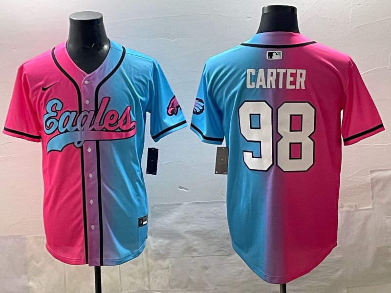Men 2025 Philadelphia Eagles #98 Carter Blue pink Nike Limited NFL Jersey style 01->philadelphia eagles->NFL Jersey